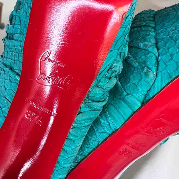 SALE!!! Christian Louboutin turquoise peep toe, size 37 1/2 - Picture 10 of 13